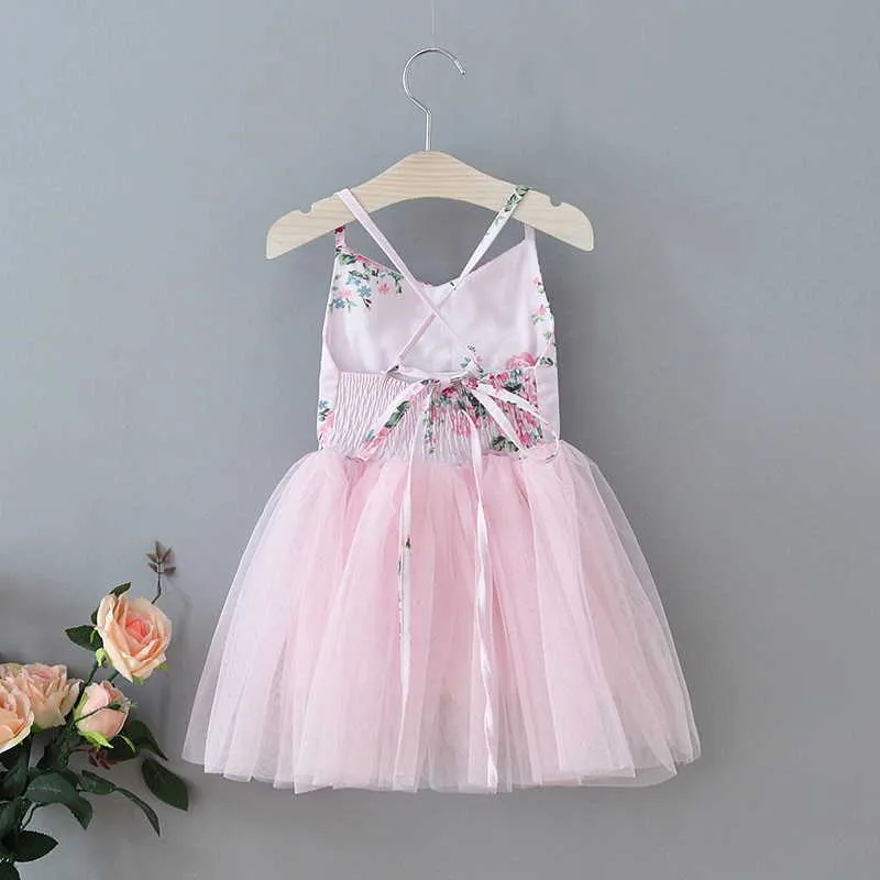 Wholesale Easter Flower Girl Dress Smocking Pink Floral Cake Princess es for Party Wedding Kids Clothes E1961 210610
