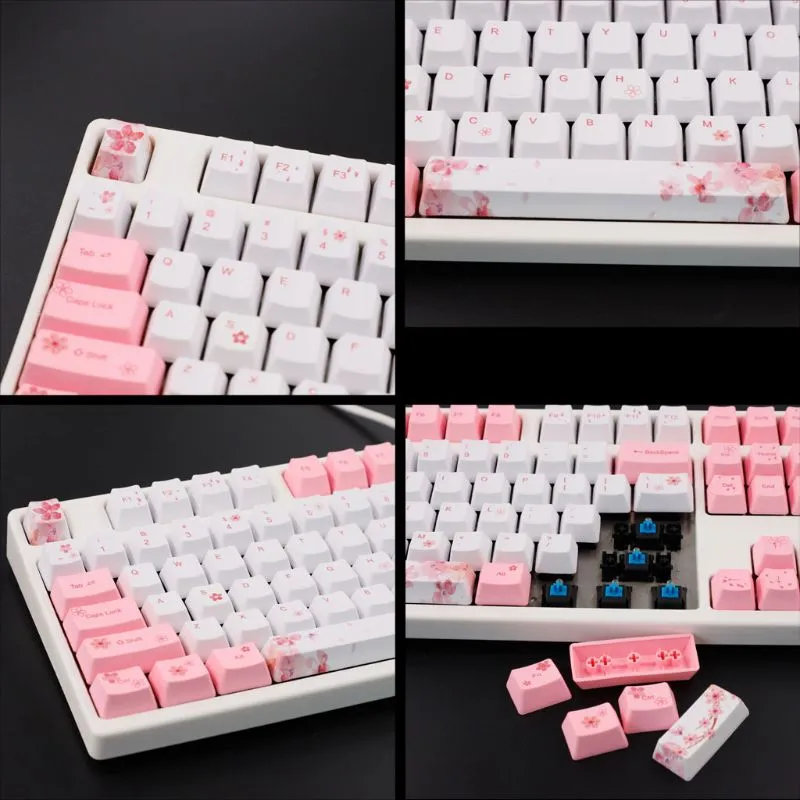 OEM PBT Cherry Blossom Keycap Mechanical Keyboard KeyCaps Dye-Sublimation Keycap Hurtownie Dropshipping