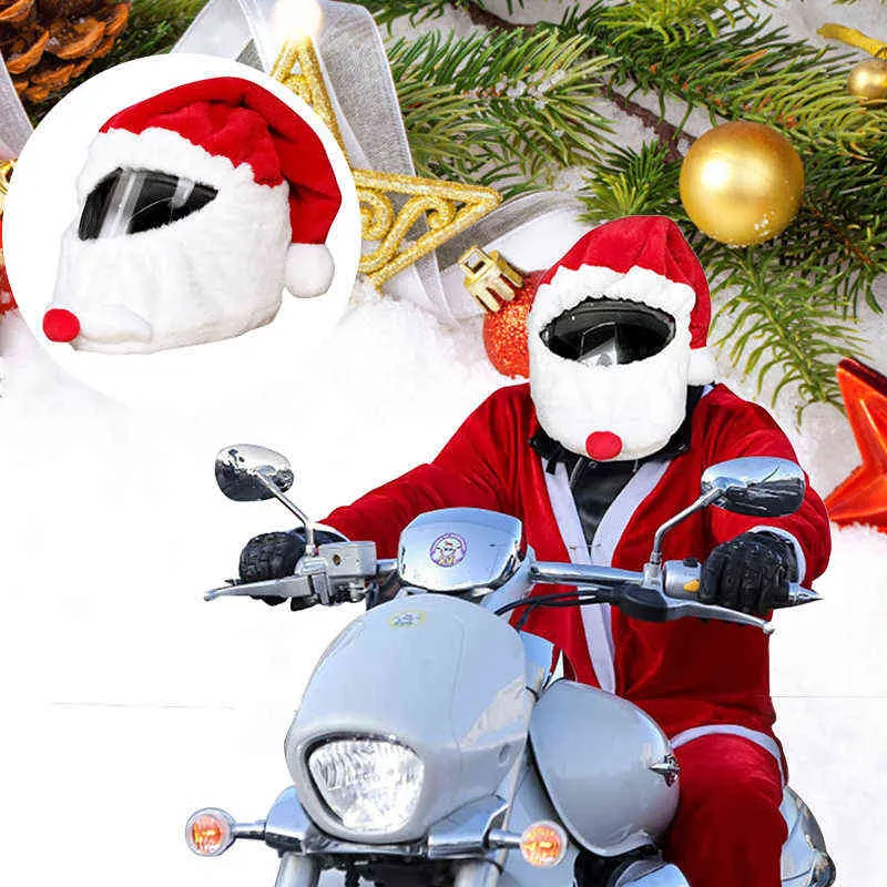 Casco da moto Cappello di Natale Peluche Handmade Carino Cute Personalizzato Caschi Copertina Stile Xmas Style Festive Touch Casco Cappuccio Manica Y1118