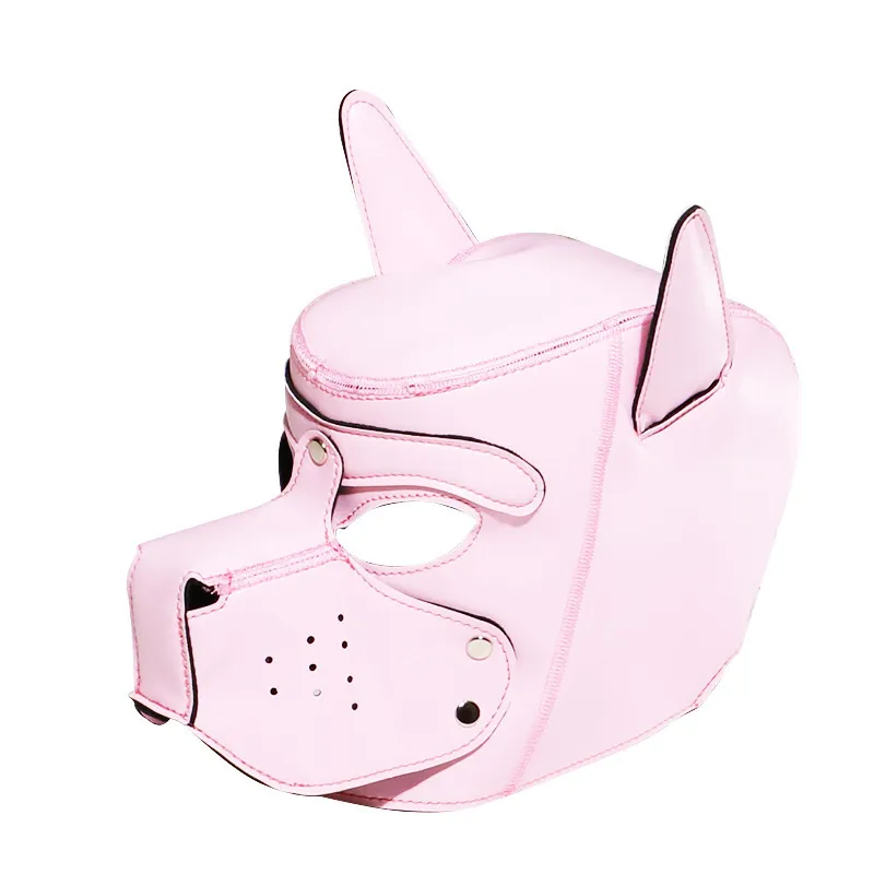 New Colorful sexyy Cosplay Role Play Dog Full Head Mask Soft PU Leather Puppy BDSM Bondage Hood Adult sexy Toys For Women Men Gay