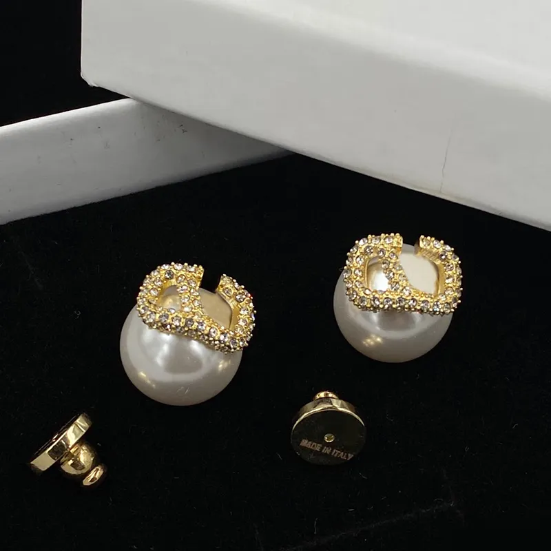 Designer Perle Gold Ohrringe für Frauen Creolen Luxurys Designer Brief Liebe Diamant Ohrringe für Geschenk Hochzeit D2203042Z9928085