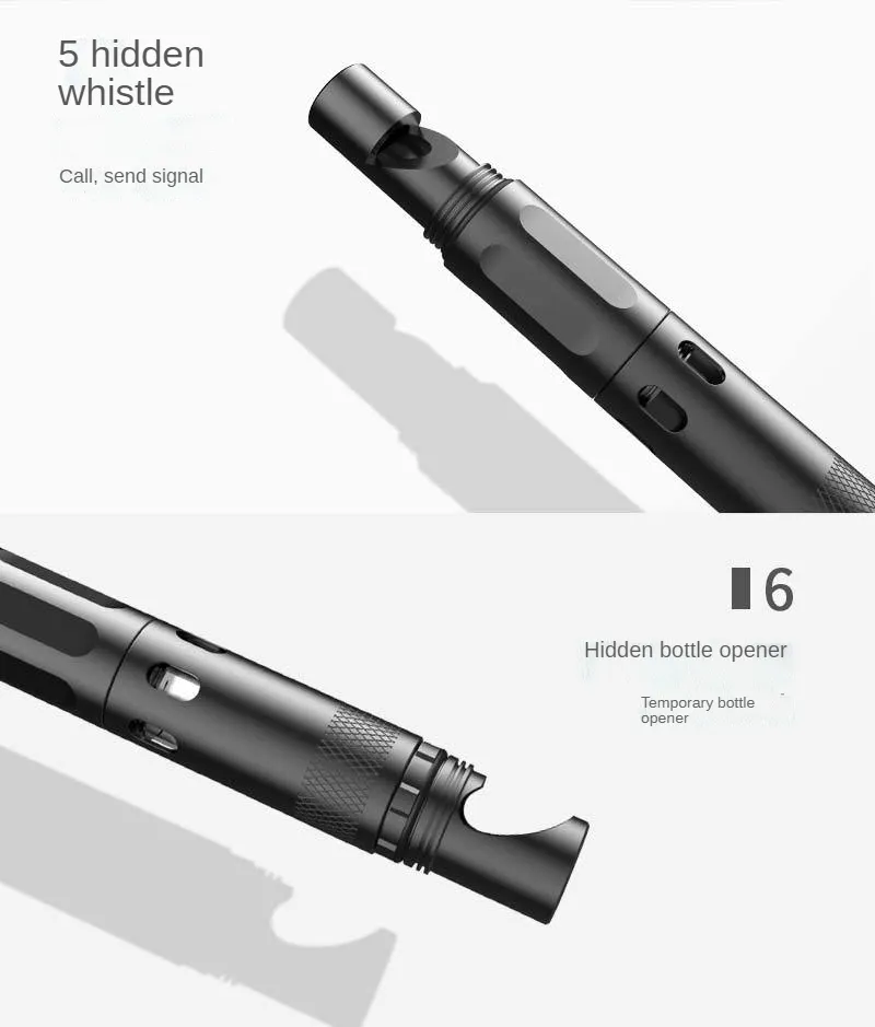 LED-Taschenlampe, taktischer Stift, militärisch inspiriert, Multitool, Selbstverteidigung, für Damen und Herren, Glasbrecher, Flaschenöffner, Kugelschreiber, Akku, ohne WJ112