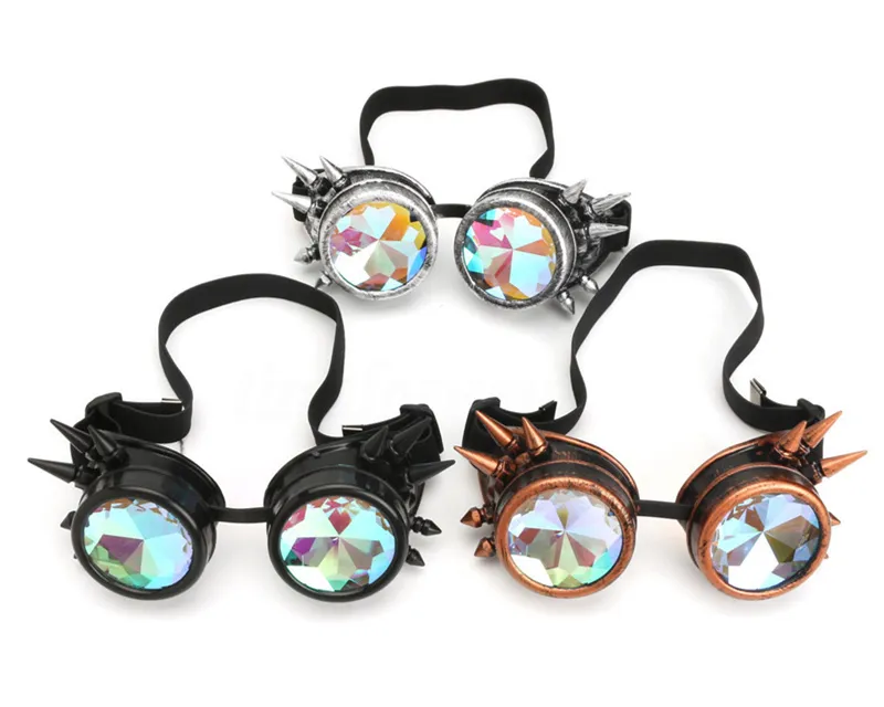 Steampunk Goggles Sunglasses Men Women Kaleidoscope Rave Festival Holographic Glasses Retro Party Cosplay Goggle Eyewear