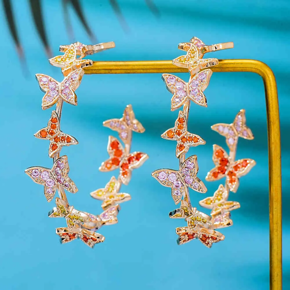 GODKI Gioielleria di moda Charms di marca Farfalle di lusso Cerchio orecchini da donna con pavimentazioni in rame Cubic Zirconia