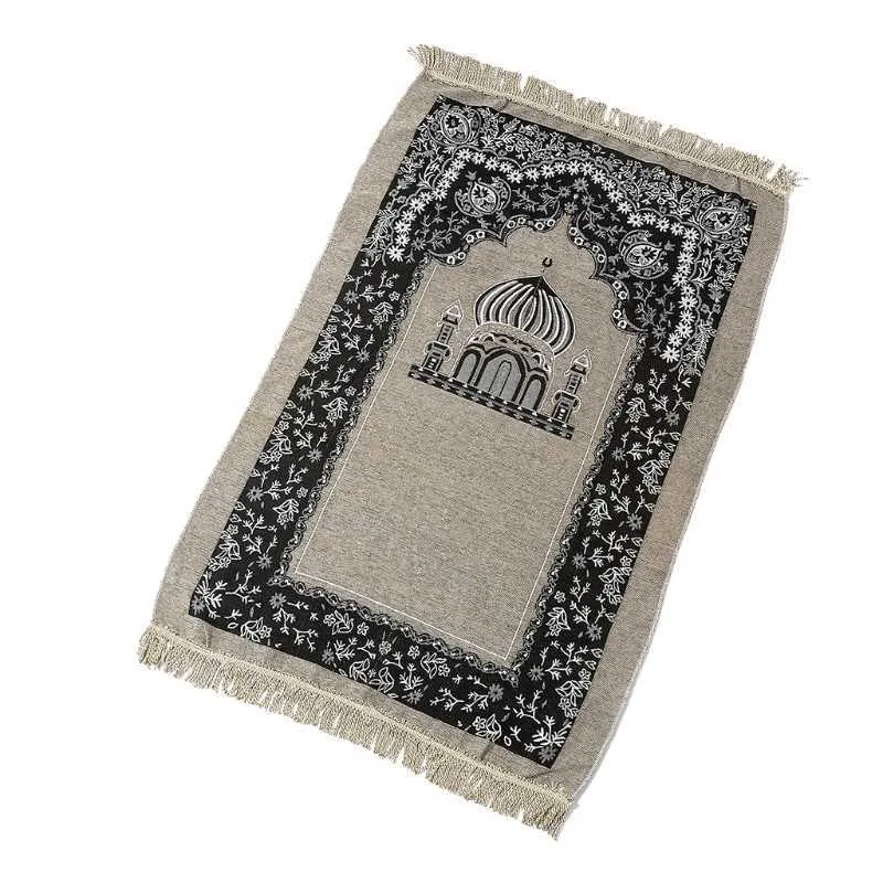 Islamitische Chenille Gebed Tapijt Moskee Floral Pattern Tassel Geweven Moslim Tapijt Mat 210928