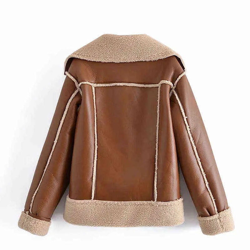 Wixra inverno finte giacche in ecopelle donna cappotti caldi spessi con lana di agnello cappotti casual autunnali donna 211119