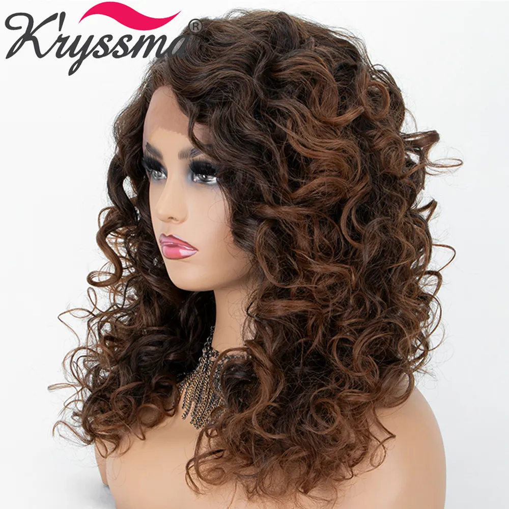 Синтетические кружевные передние парики для чернокожих женщин Brown Cosplay Wigs Синтетические L Part Ombre Wig Natural Hairline Wigsfactory Direct