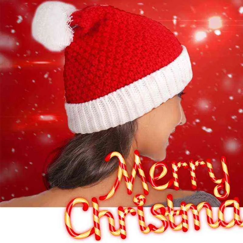 Рождественские вязаные Санта-шляпу унисекс комфортабельный классический красный и белый взрослый и детская рождественская шляпа для рождественской рождества для рождества праздник вечеринки Y21111