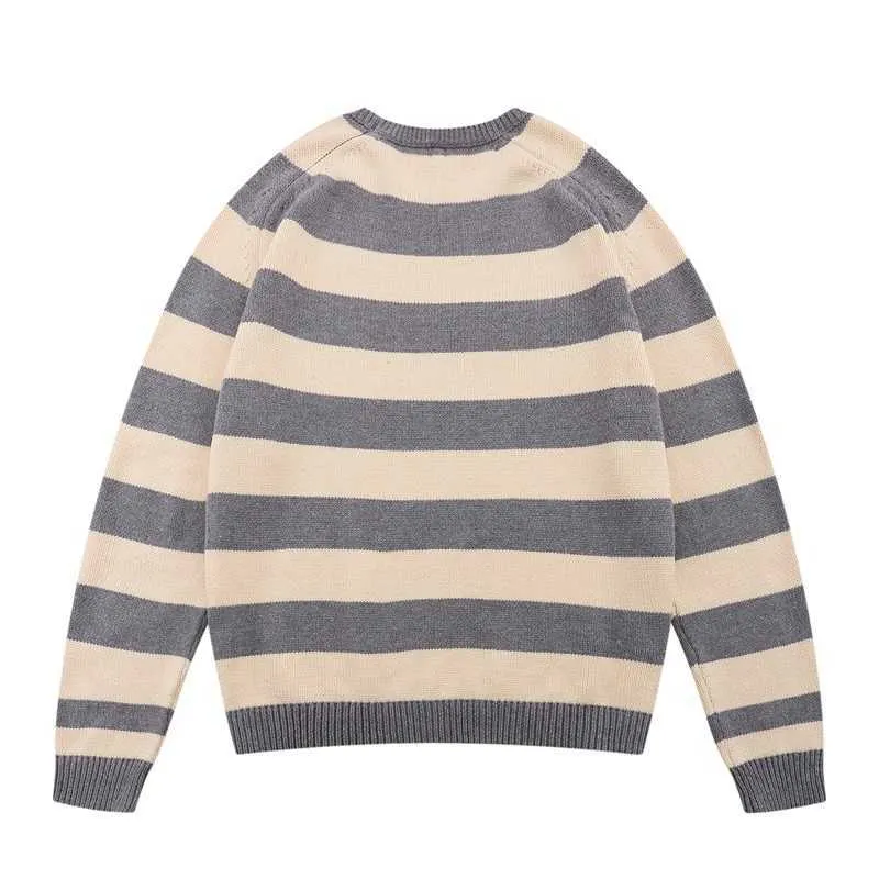 Men's Sweaters Human made autumn winter love embroidered striped sweater for men and women loose casual Pullover Sweater