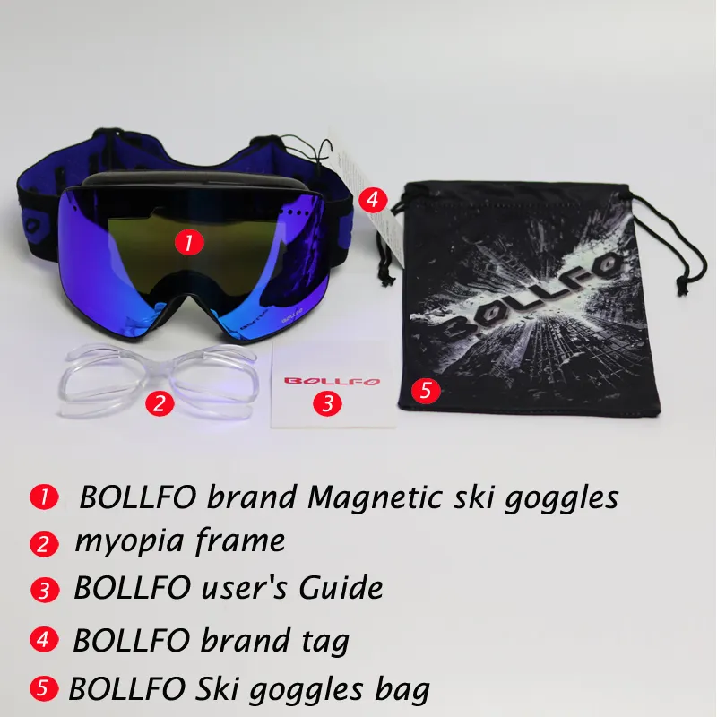 Kayak için Manyetik Kayak Gözlükleri Çift Lens Dağcılık Gözlükleri UV400 Antifog Snowboard Kayak Goggle Erkek Kadın Snowmobile Maskesi 29322939