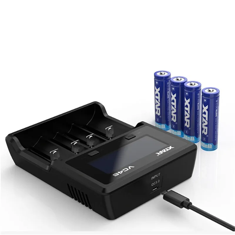 Xtar vc4s chager nimh carregador de bateria com display lcd para 10440 18650 18350 26650 32650 baterias liion chargersa354070351