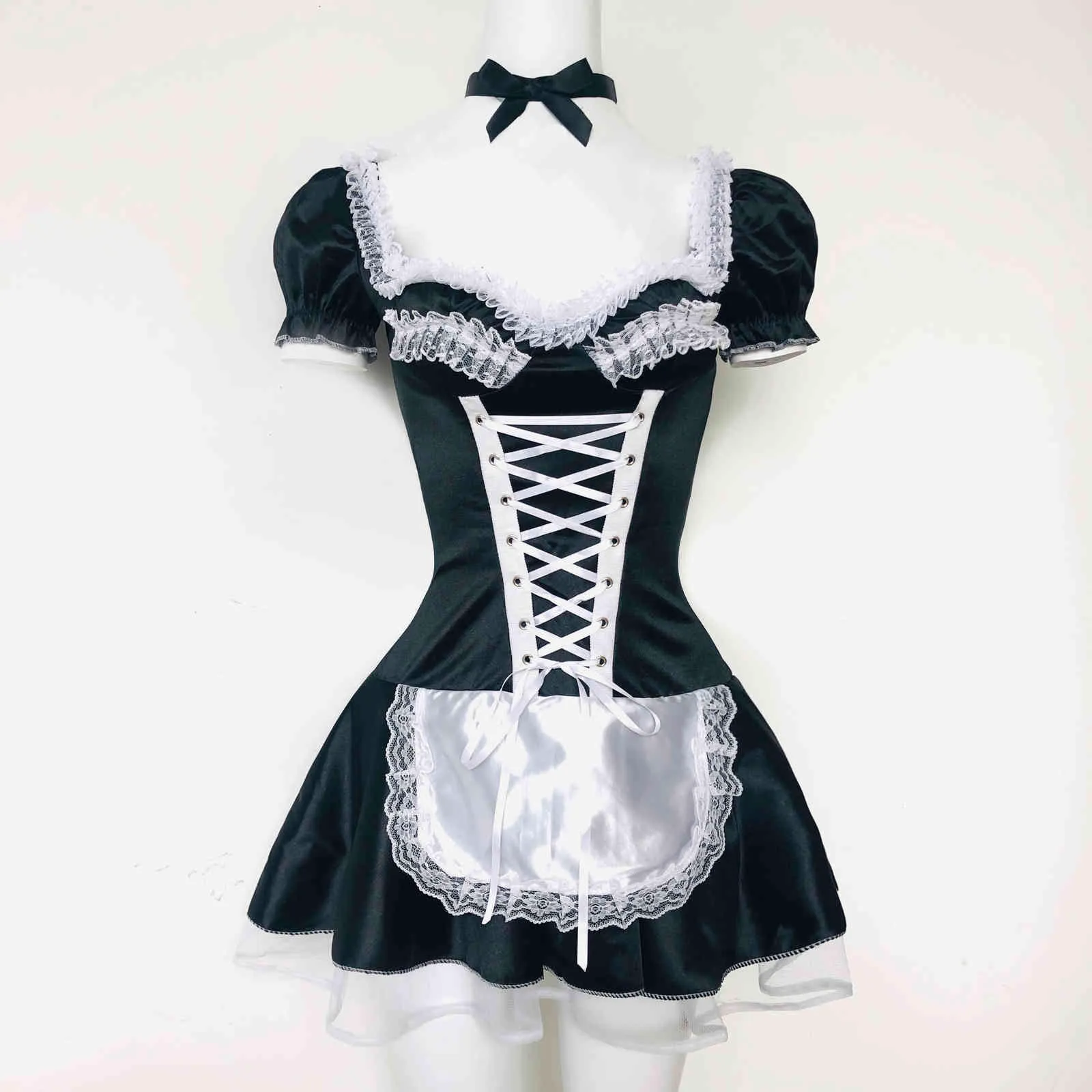 Utmeon Plus Größe S-6XL Sexy Kostüme Frauen Nacht Französisch Maid Cosplay Kostüm Für Halloween Frauen Exotische Diener Kleid L0407