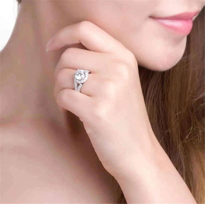 Romance Set Test Positive 2Ct 8mm DColor Moissanite Diamond Platinum 950 Engagement Rings for Women5850037