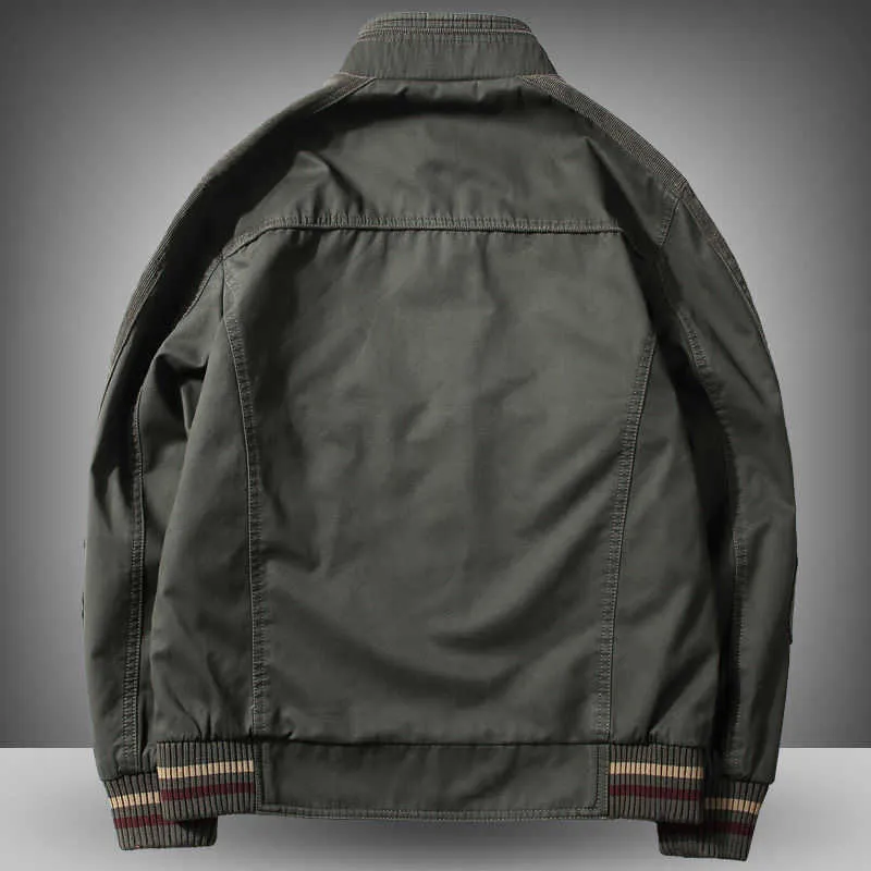 高品質のジャケットメンズ96％綿春秋緩い大きいサイズ中年のカジュアルウェア冬服210811