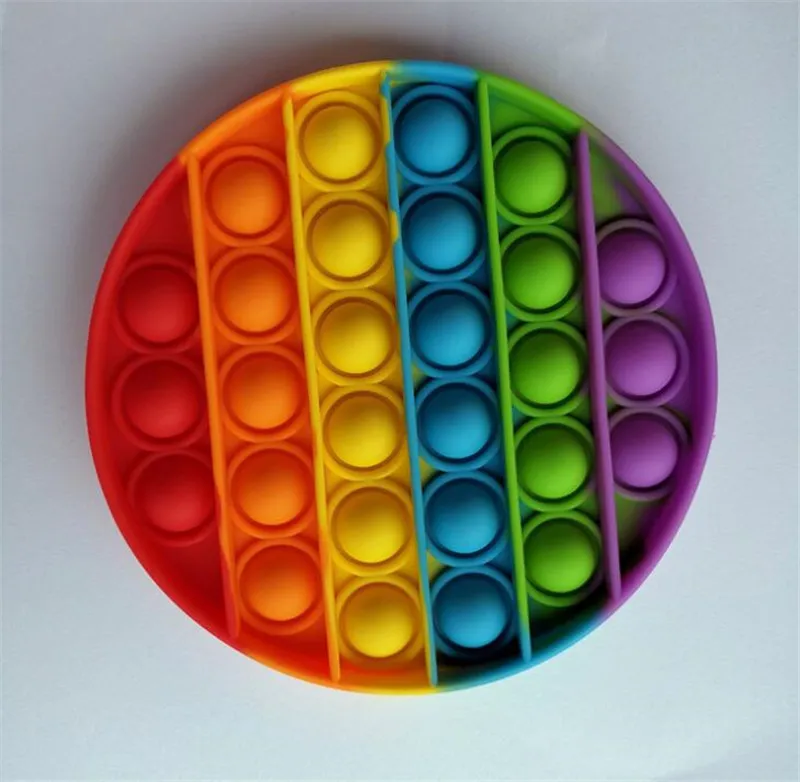 Rainbow Color Bubbler Poppers Board Sensory Fidget Pad Toys Ronde Cirkel Octagon Square Push Bubble Popper Bubble Stress Relief Puzzel Finger Desktop Game H41S6KN