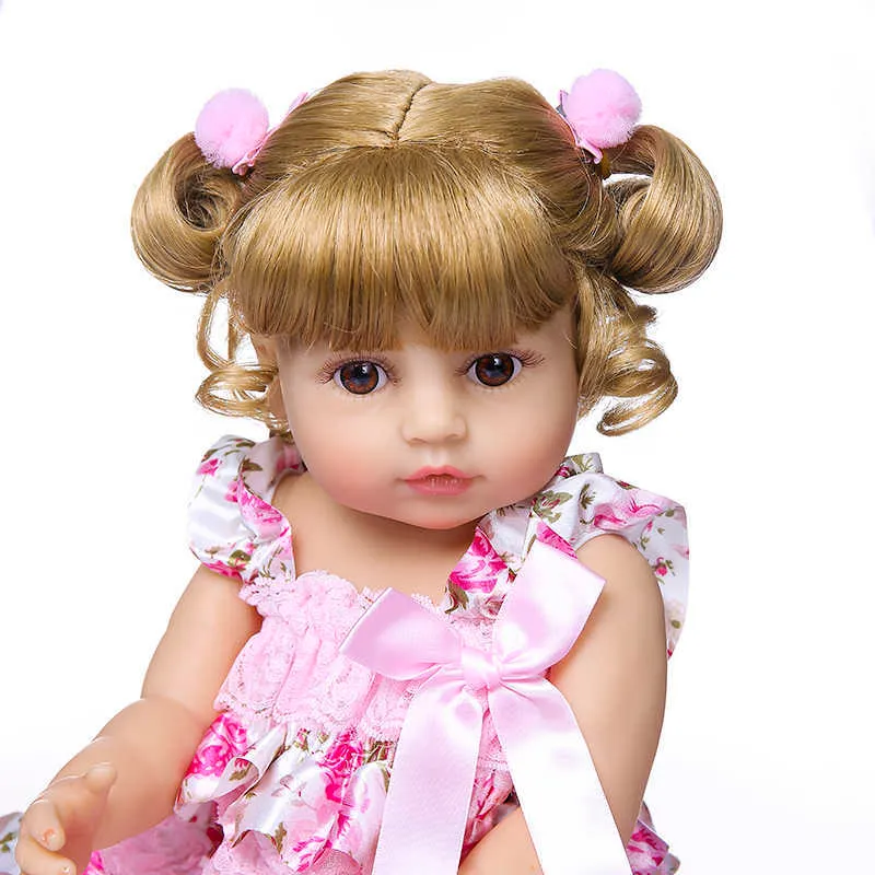 Shipment from Russia 55CM bebe doll reborn toddler girl doll full body silicone soft real touch flexible anatomically correct Q0910