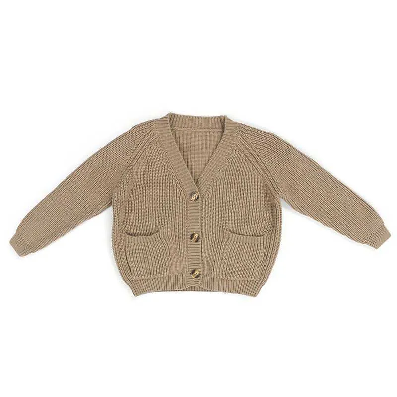 Девушки кардиган свитер вязание шерсти мода чистый цвет V-образным вырезом детей пальто одежда E20059 210610