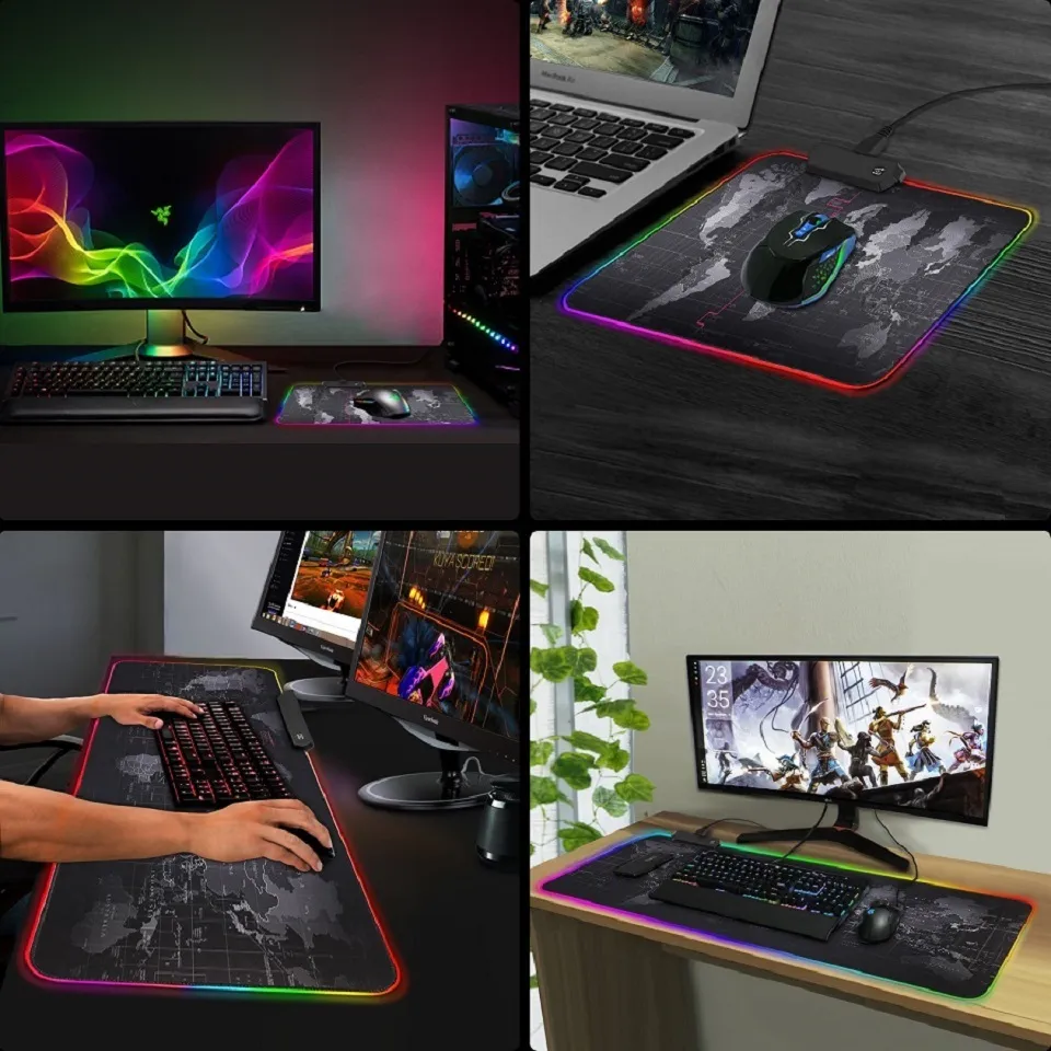 RGB Gaming Gamer Large Big Computer Mousepad Led Backlight XXL Surface Mause Pad Keyboard Desk Mat