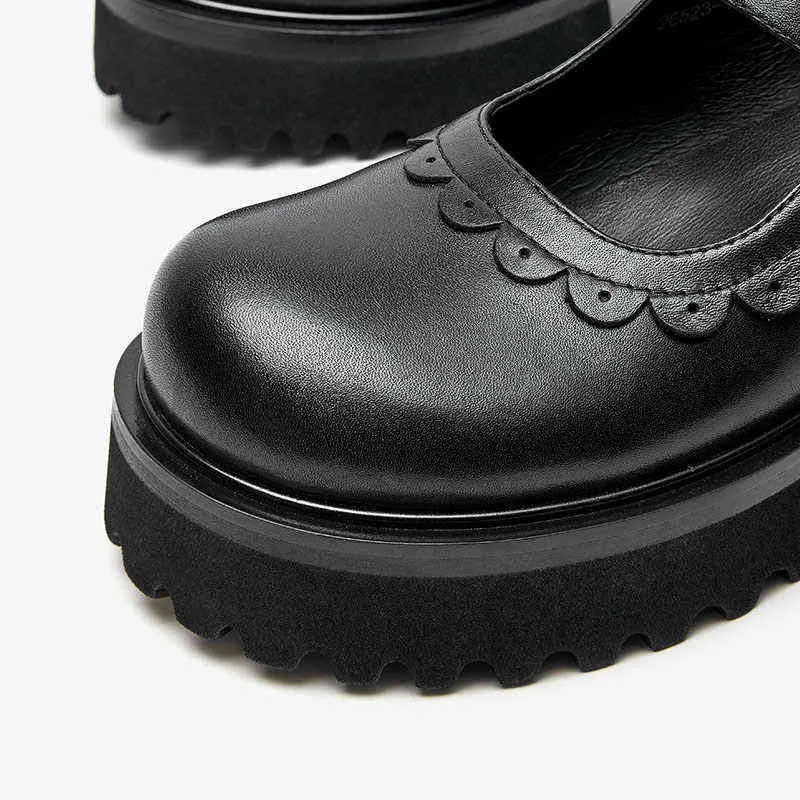 Kobiety Lolita Platform Buty Okrągły Głowa Krowa Metalowa Klamra Pasek Ramię JK Styl A 2 9