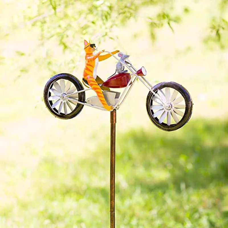 Vintage Bicycle Wind Spinner en métal Frog Frog Riding Motorcycle Moulin à vent Décoration pour la décoration de jardin de la cour Q08111466972