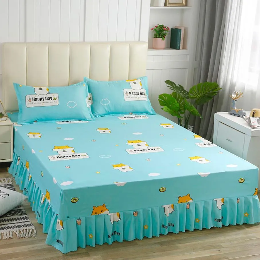 19 Style Literie Jupe de lit de ménage à la mode pour matelas de couvre-lit de taille multiple bon drap de lit avec taie d'oreiller F0065 210420