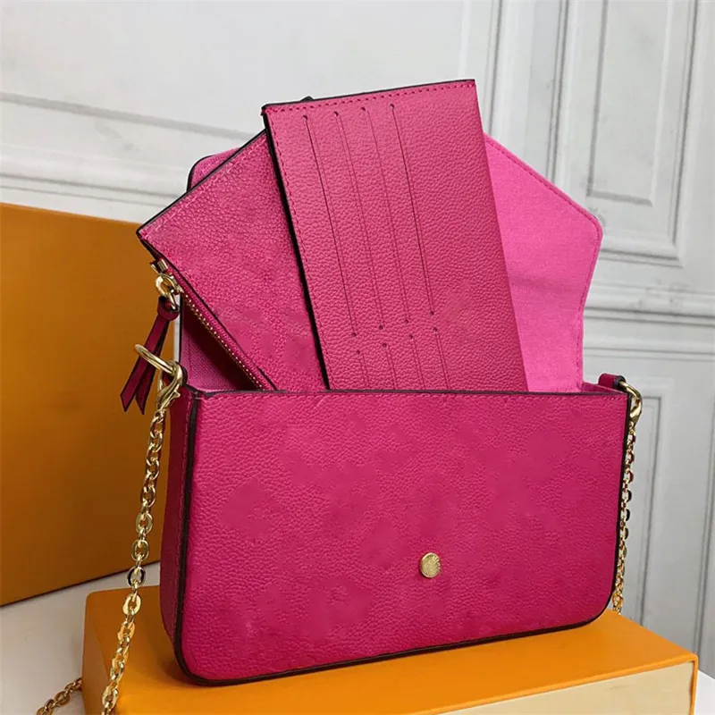 古典的なデザイナーショルダーバッグ女性メッセンジャーの財布のハンドバッグの高級財布Pochette Felicieチェーンバッグクラッチバッグホボス3ピーススタイルゴールデンウォレット