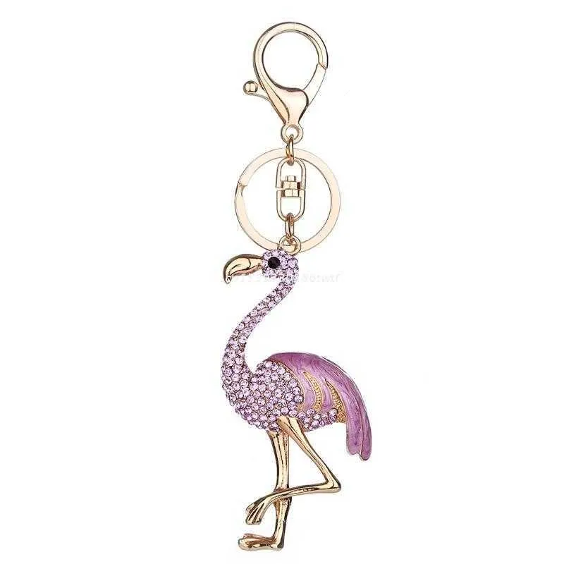 Mode Niedlichen Schlüsselanhänger Flamingo Schlüsselanhänger Geschenktüte Anhänger Dekor Legierung Strass Dropship G1019