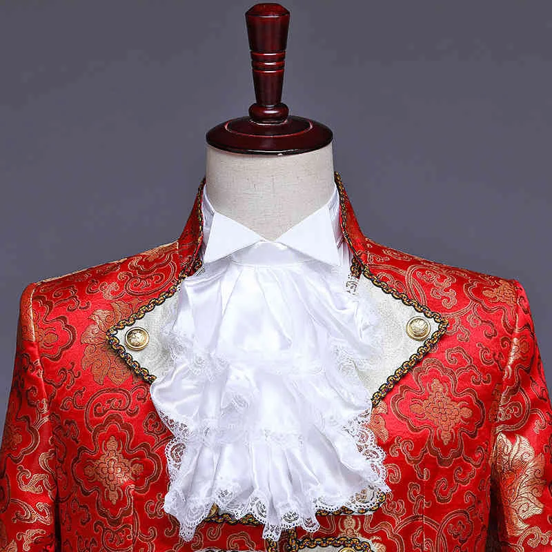 Mens Classic Court Prince Costume Victorien Gothique Vintage Outfit Costume pour Halloween Cosplay Mascarade Partie Rouge 2105221987