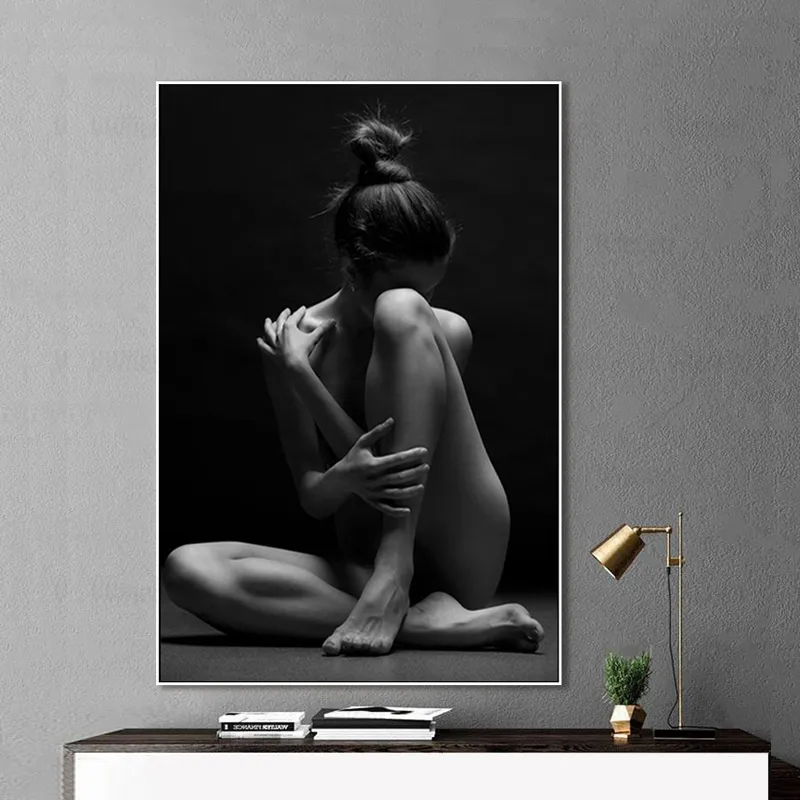 Black White Body Art Pictures Posters and Prints Modern Nude Art Canvas Painting Nordic Decorative Paintings for Living Room Bar