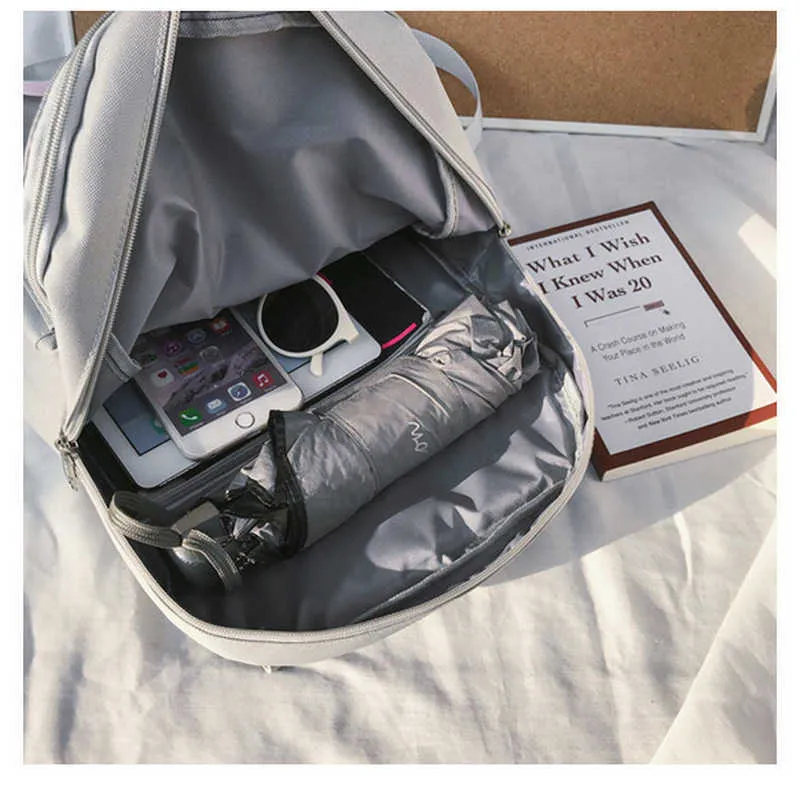 Naylon sırt çantaları okul çantası kızlar için genç sevimli kolej tarzı öğrenci sırt çantaları kadın 2021 yeni q0528