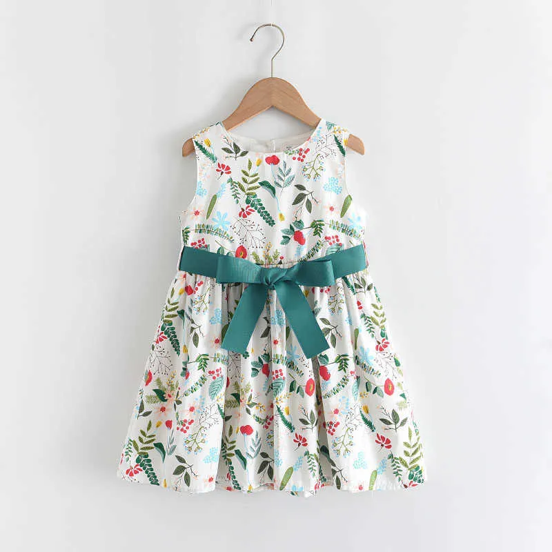 Bear Leider Girls Princess Sweet Dresses Trend Kids Baby Floral Kostuums Kinderen Party Mouwloze Vestidos Cute Outfit 3-7Y 210708