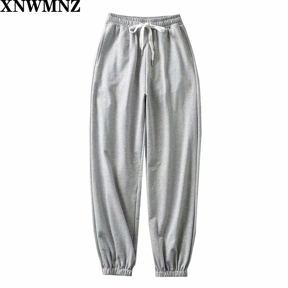 Women Gray casual joggers Cargo pants high waist womens sweat Korean sweat with pockets female mujer 210520