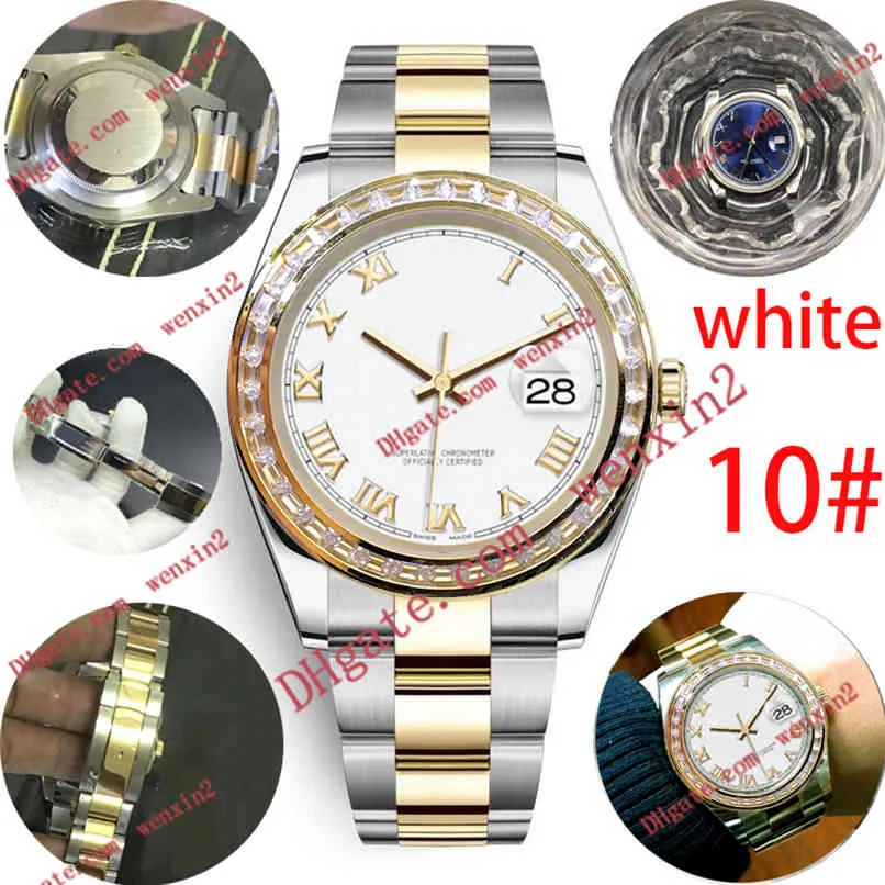 Rektangulära diamantmän Titta på romerska siffror Mechanica Automatisk 41mm Yster Armband Rostfritt stål Bezel Waterproof Sports Styl1469374