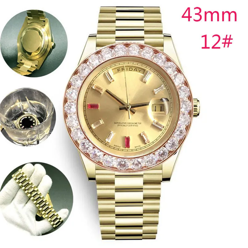 15 Kolor Wysokiej Jakości Wodoodporny Iced Zegarek 41mm 2813 Mechaniczne automatyczne Stal Prezydent Moda Noble ruby Męskie Zegarki Klasyczne Długie Diamentowe Zegarki Na Rękę