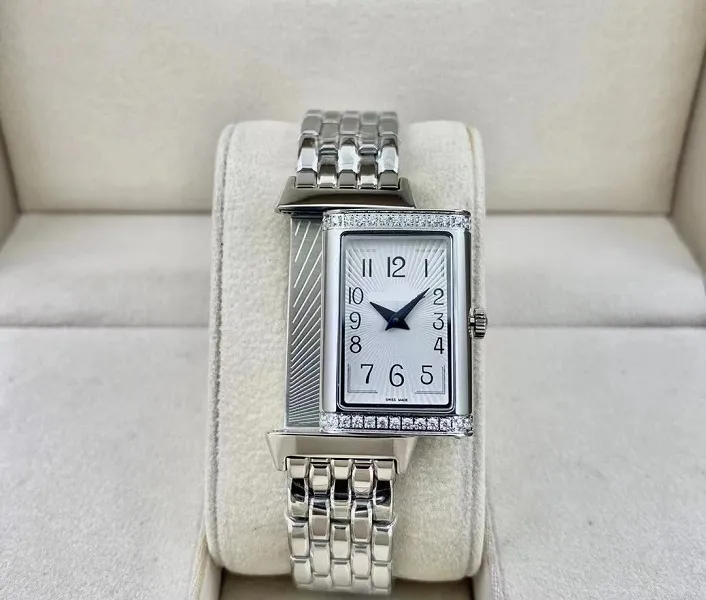 Nyaste små 23x39mm kvinnor titta på Reverso ultratunna älskare gifter sig med rostfritt stål vintage lady edition kvarts högkvalitativ tjej wat240n