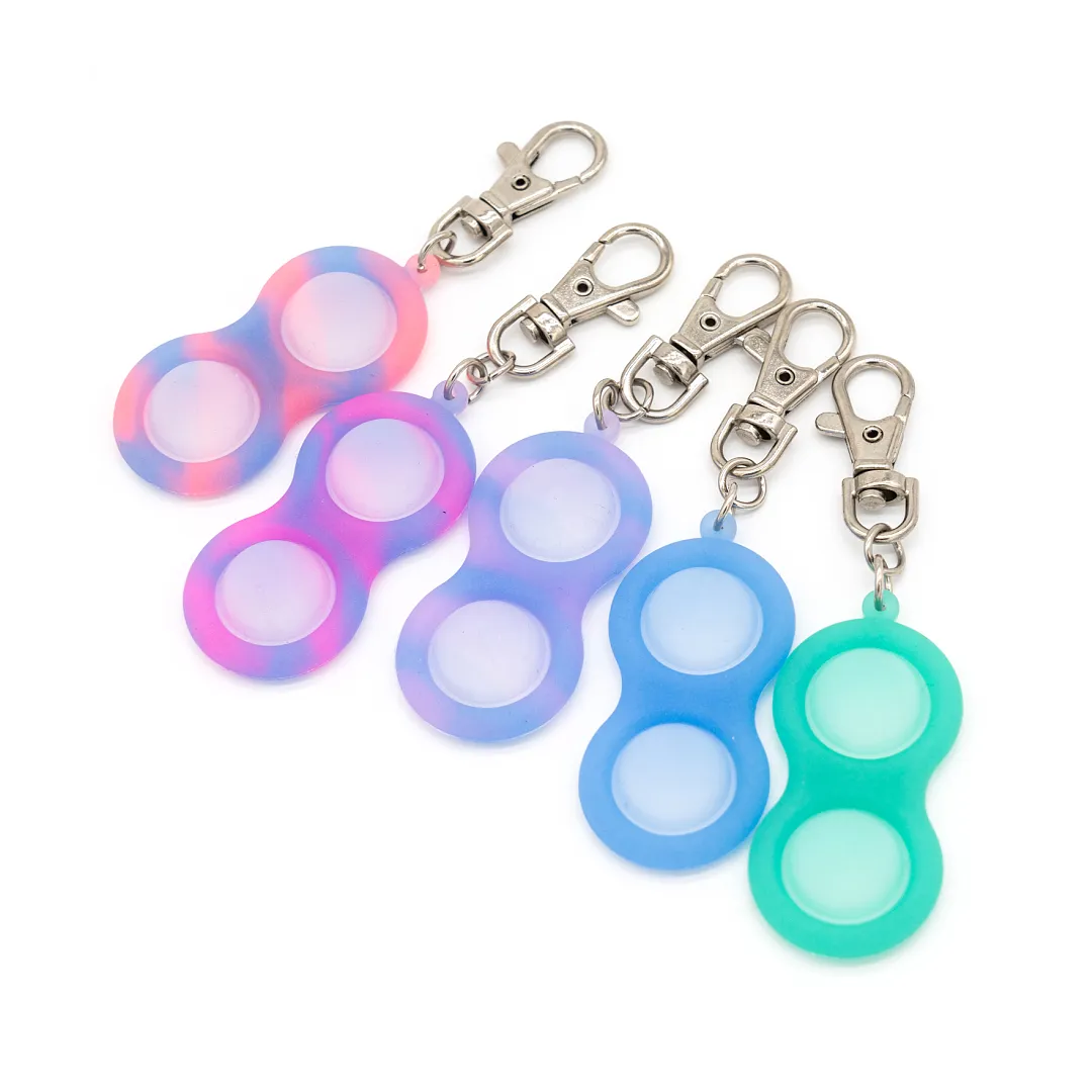 Partihandel Unzip Party gynnar Baby Handheld Mini Toy Luminous Stress Reliever Relief Key Ring Handleksaker Tryck Simple Pop Keychain med OPP Bag3091202
