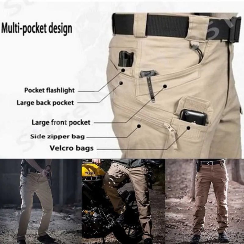 Pantalon cargo tactique pour hommes élastique multi-poches pantalons décontractés en plein air pantalons de combat de l'armée militaire pantalons de survêtement plus taille 6XL 210930