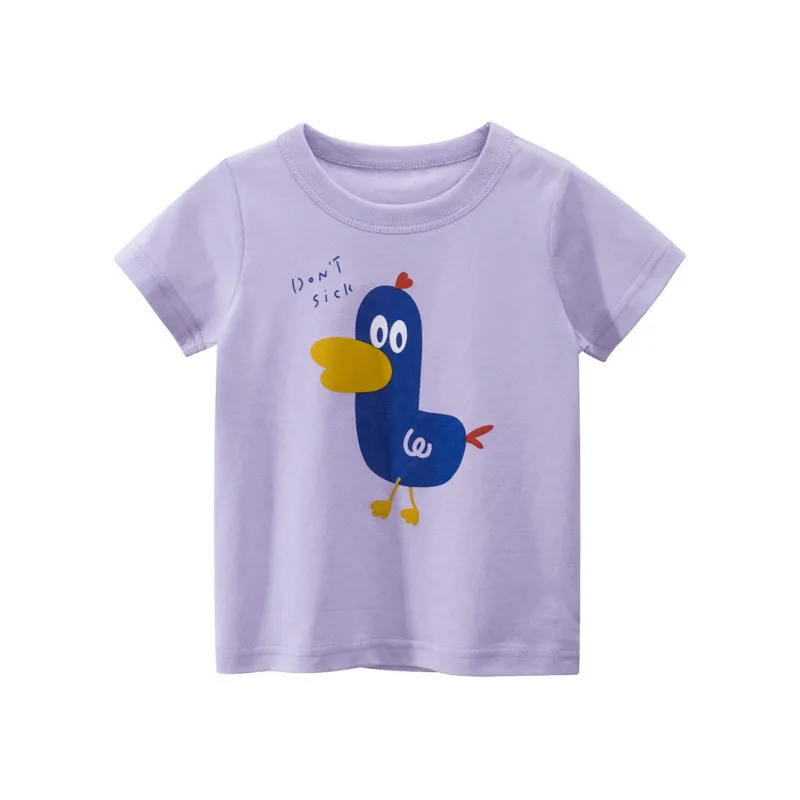 Bebek Kız Erkek Karikatür Hayvan Baskı T-Shirt Yaz Çocuklar Moda Tees Toddler Rahat Giysileri 2-7 Yıl 210429