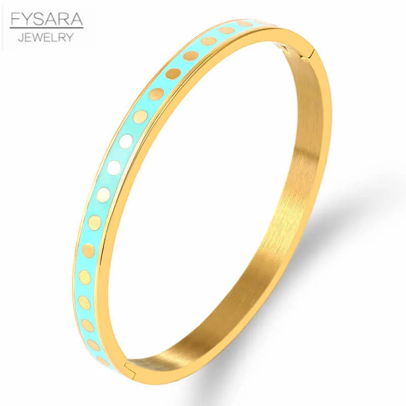 Fysara Coloré Émail Vague Point Conception Bracelets Bracelets pour Femmes Ronde Or Couleur Bracelets En Acier Inoxydable Bracelets De Mariage Q0719