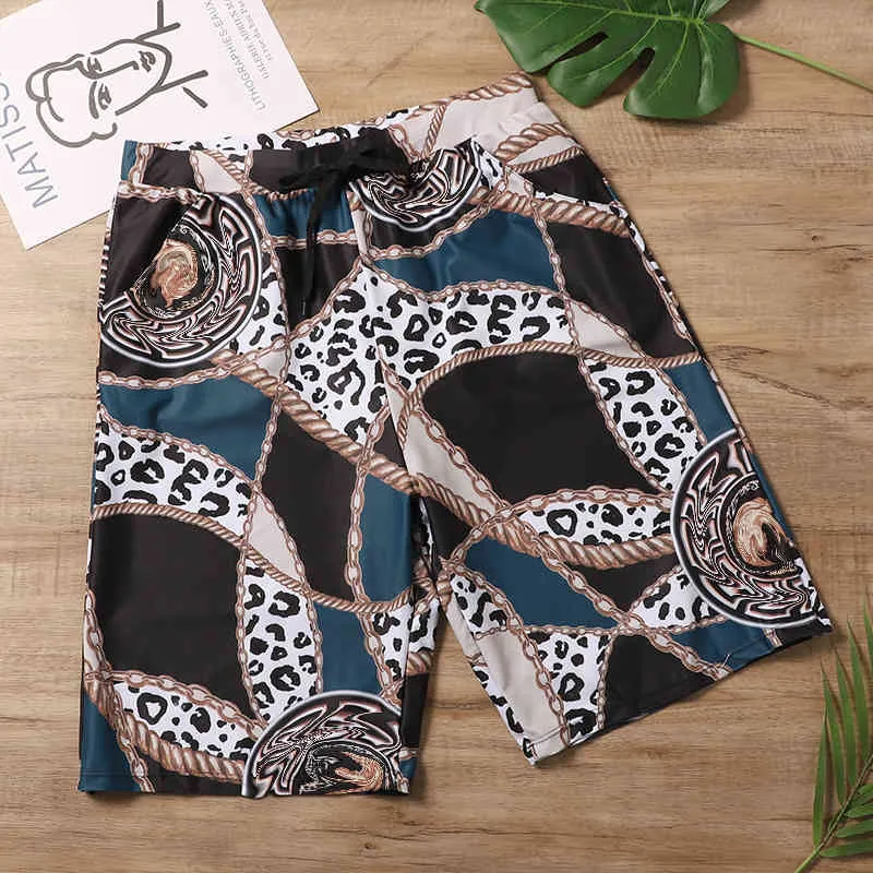 Brand 5-point Loose Versatile Court Print Fanjia Holiday Beach Men's Pants