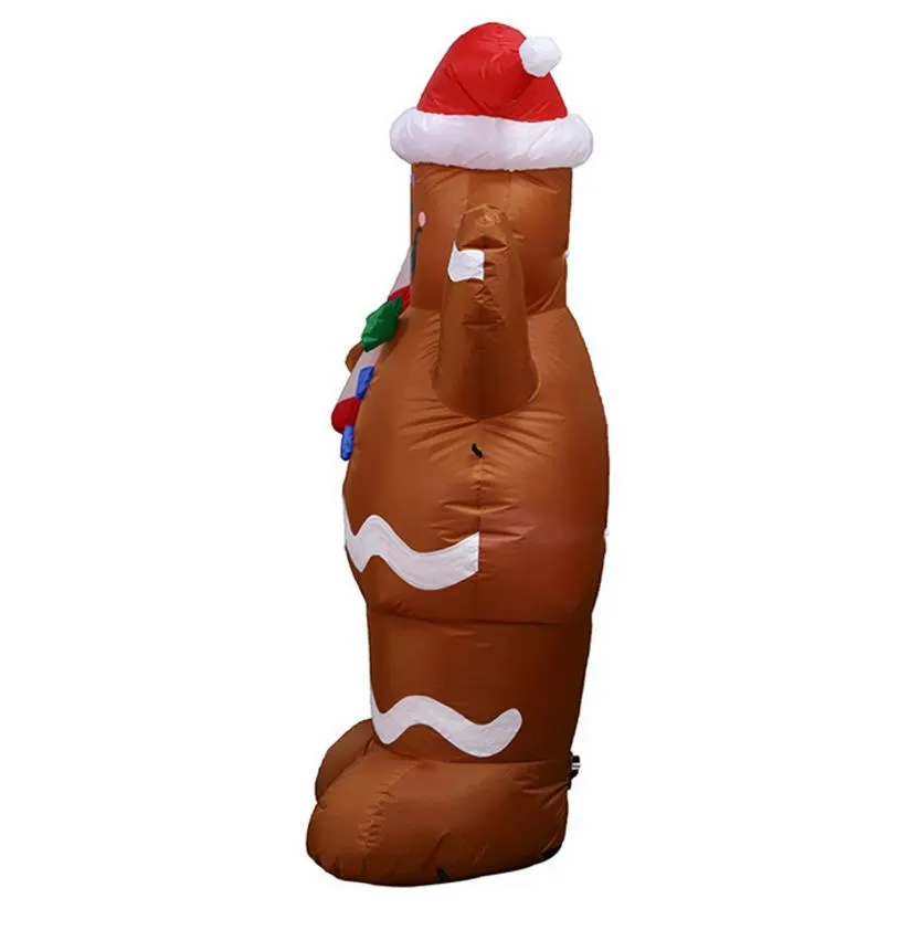 Babbo Natale Gingerbread Man Gonfiabili natalizi Decorazione interni ed esterni con luci a LED Blow up Illuminato Cortile Prato Festivo 312q
