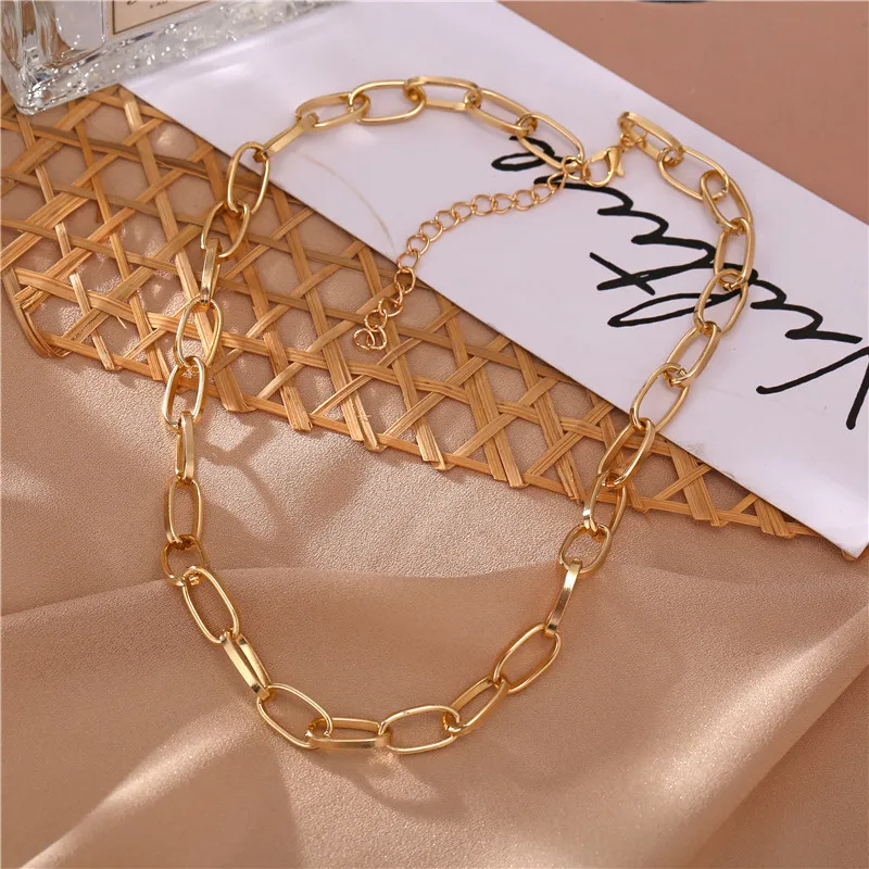 17km Duży łańcuch Choker Naszyjniki dla kobiet Mężczyźni Vintage Geometryczny Gold Naszyjnik Chunky Gruba Moda Kobiet Biżuteria Ślubny prezent