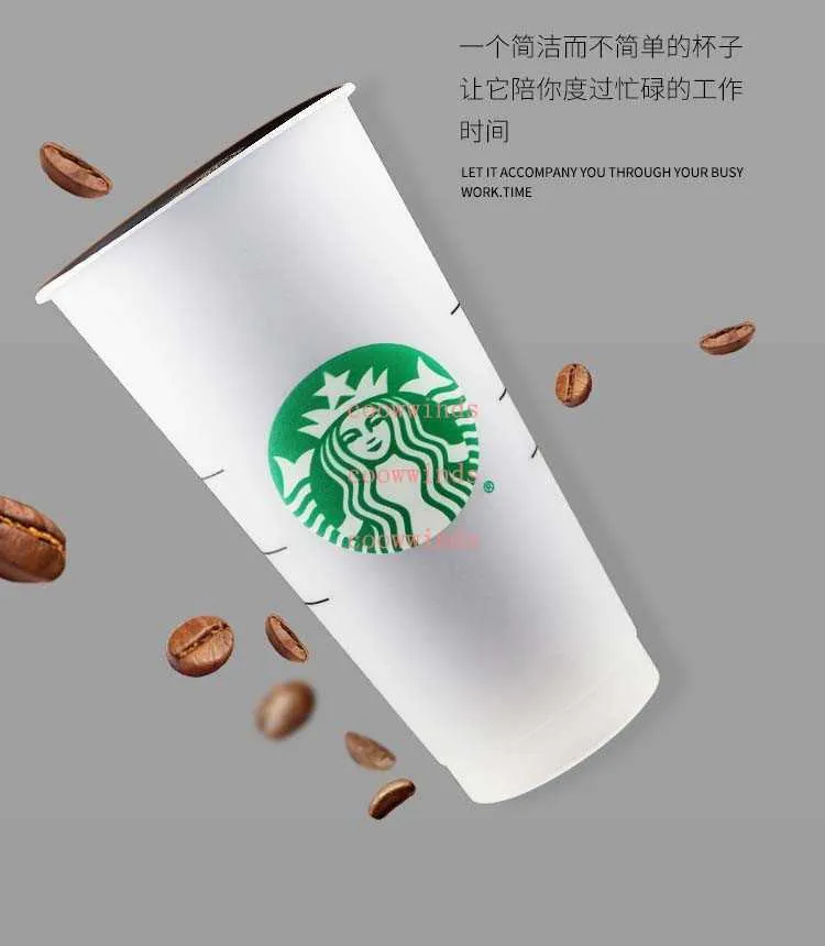 Canecas Starbucks 24 onças Copo de plástico Reutilizável Transparente Beber Copos de fundo plano Pilar Forma Tampa Copo de palha Bardian Free