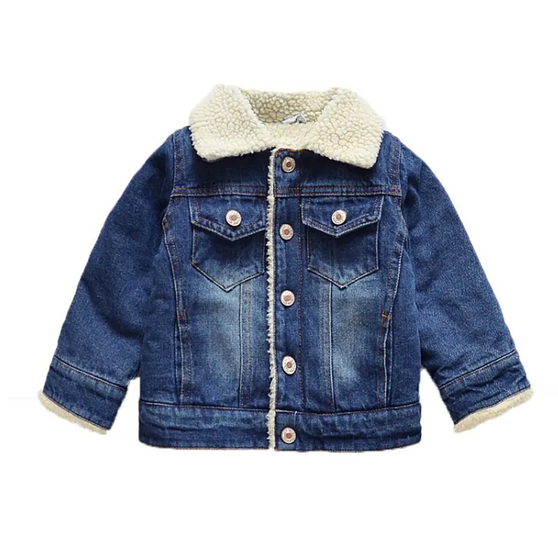 Baby Denim Jaqueta Inverno Roupas Inverno Meninos Coreanos Casual Plus Velvet Ambswool Casacos 2-6Y 220222