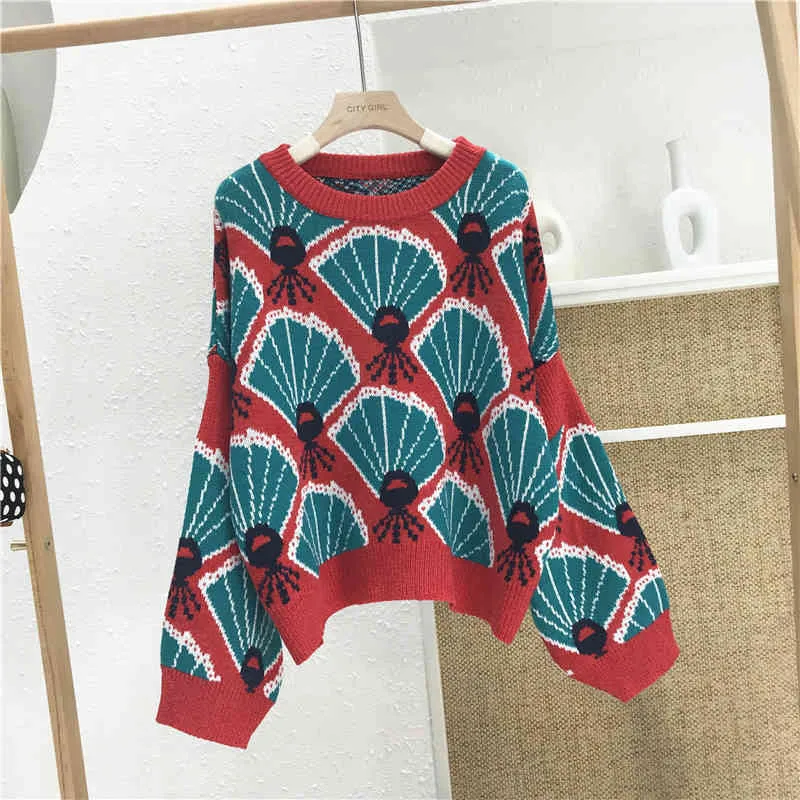 H.SA Autumn winter women pullovers French style long sleeve casual crop Retro Soft knitted jumpers sweater mujer Top 210417