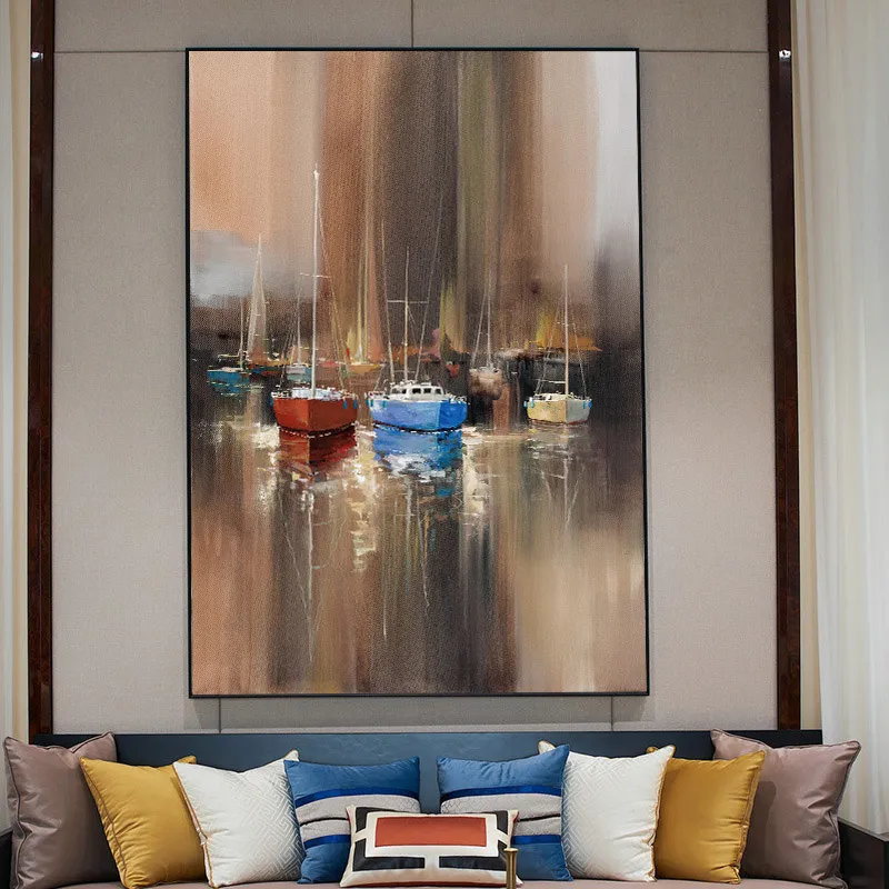 Nowoczesne minimalistyczne malarstwo dekoracyjne obraz łodzi do salonu abstrakcyjne artystyczne malowanie ścian kreatywne plakaty i druki