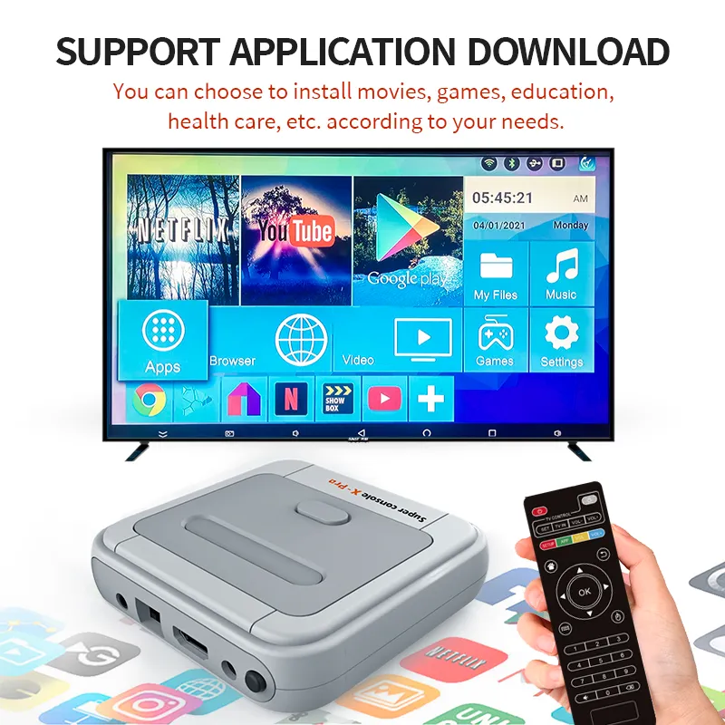 الرجعية WIFI Super Console X Pro 4K HD TV TV لوحات التحكم ل PS1 / PSP / N64 / مع 40000+ ألعاب مع تحكم لعبة لاسلكية