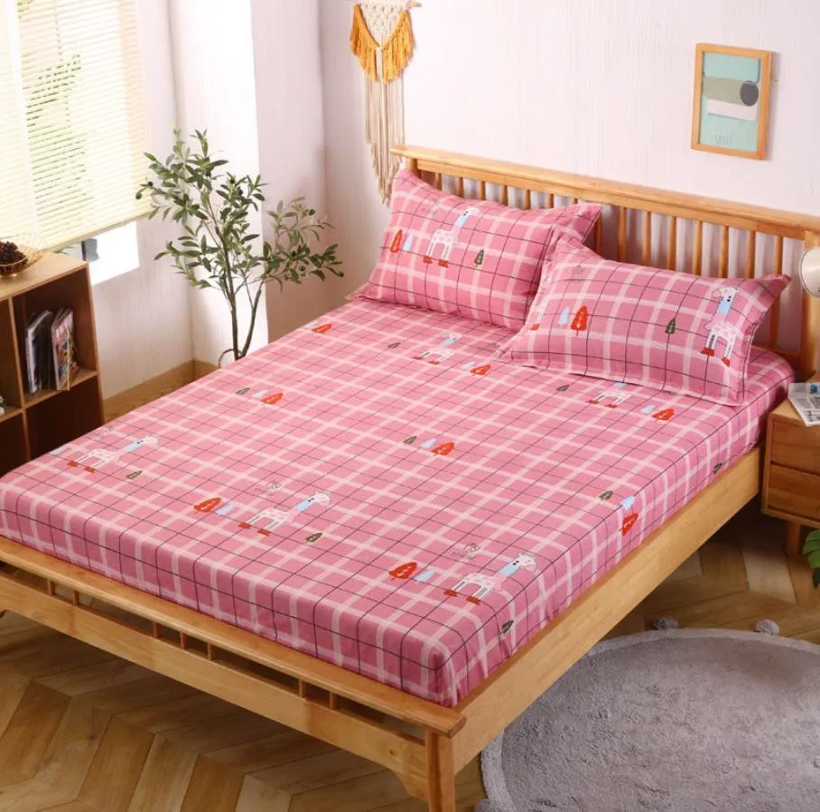 drap-housse draps de lit de couleur unie avec bande élastique Double reine taille housse de matelas Polyester avec taie d'oreiller F0076 210420