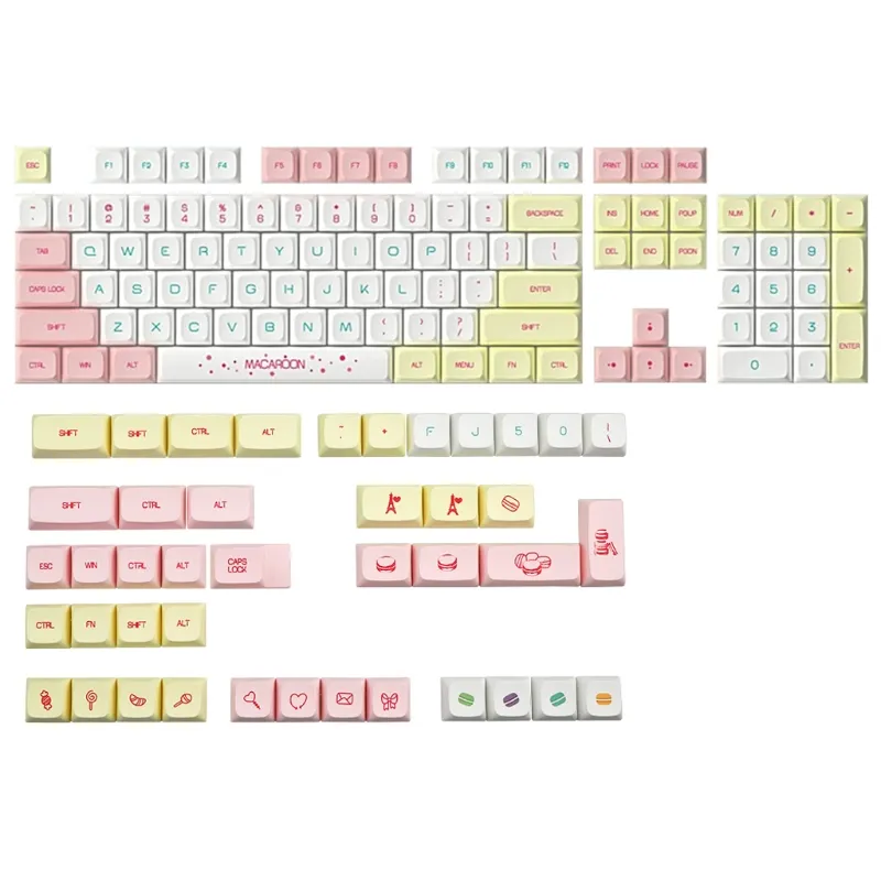 146 tasti XDA Profile PBT Macaron Keycaps DYE Sublimation Keychron GH60 GK61 Cherry Mx Switch Tastiera meccanica Keycap