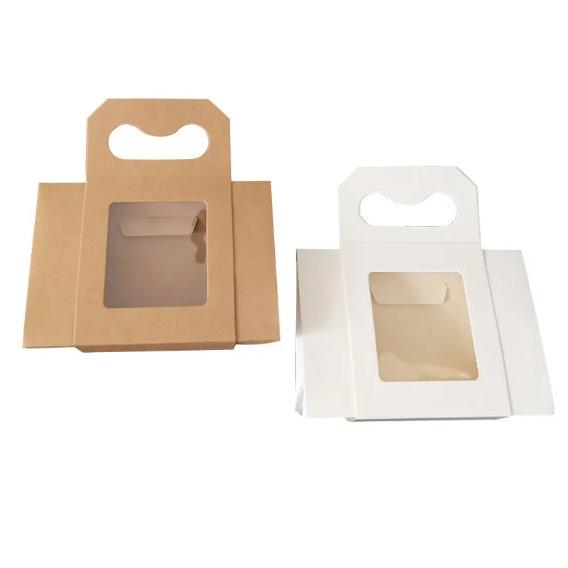 200 pièces papier Kraft Mini fenêtre petite boîte Portable chinois blanc boîte-cadeau thé emballage boîte en gros